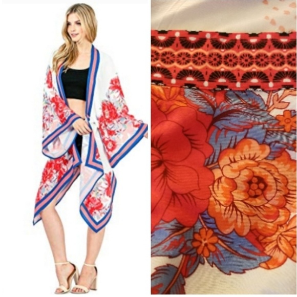 Flying Tomato Other - NWT Flying Tomato Floral, White Kimono